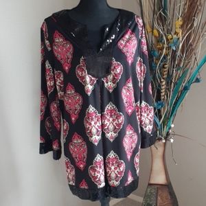 INC Plus Size Sequin Surplice Single Pleat Tunic 1X